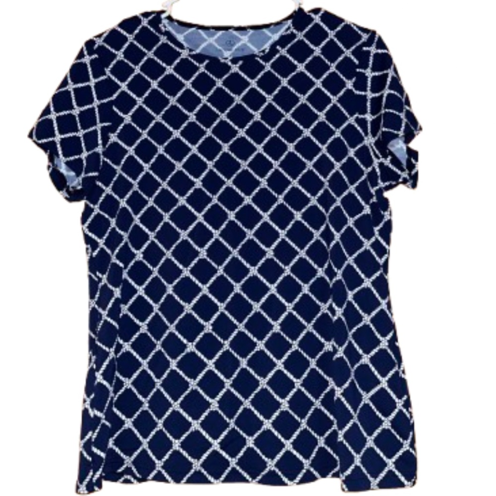 Land’s End Women’s Navy and White Nautical Rope Print Casual Shirt Sz-M - Picture 1 of 4